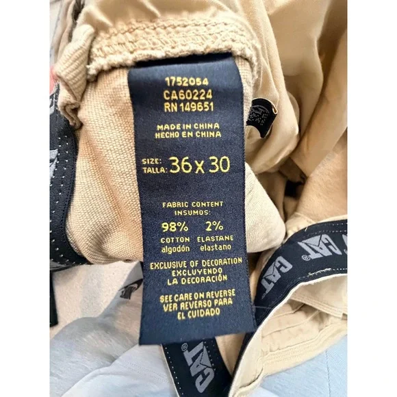 CAT 1752054 Mens Work Pants Size 36x30 Tan Khaki Stretch Cotton Workwear - Picture 11 of 12